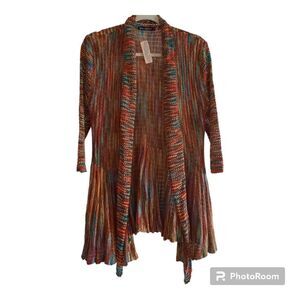 Trader Rick's Mechant Multi Color Open Front Cardigan Sweater